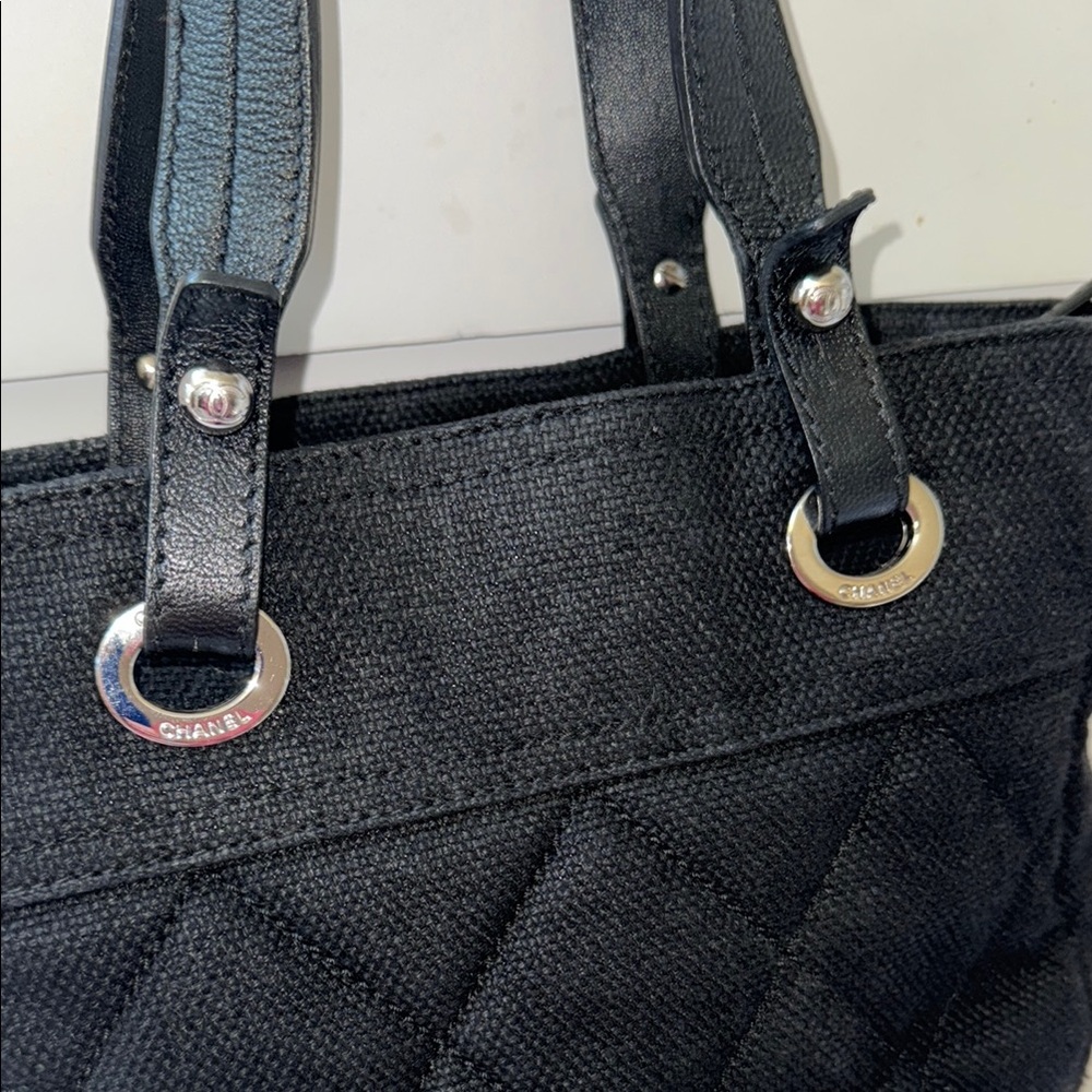 Chanel Black Quilted Canvas Tote Bag - Picture 6 of 13